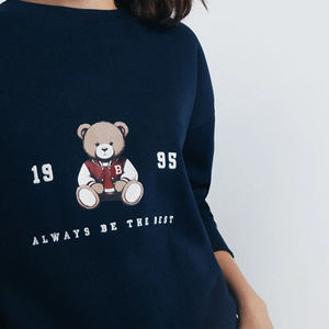 Sweatshirts surdimensionnés OEM, sweatshirts décontractés en tricot doux, sweatshirts unis à col rond en polaire 3D en relief, sweatshirts unisexes - Product Image 4