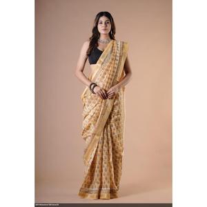 Hand Drawn <b>Block</b> <b>Print</b> Banarasi Maheshwari Silk Heavy Georgette Net Modal Fabric Indian Ethnic Style Soft Wedding Wear Low Price - Product Image 1