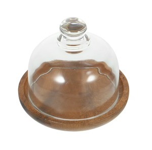 Acacia Wood Cupcake Pastry Platter Decorative Item <b>Glass</b> <b>Dome</b> Plate Serving Creative Food Trays Wholesale Supplier - Product Image 2