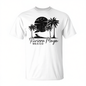 Camiseta retro de surfista con estampado de puesta de sol vintage de Riviera Maya México - Product Image 2