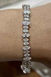 Pulsera de tenis con pavé de moissanita talla marquesa en plata de ley 925, joyería brillante para mujer, regalo de lujo - Product Image 3
