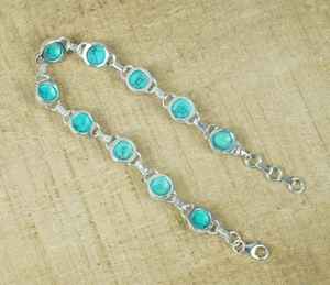 Blue Turquoise 925 Sterling <b>Silver</b> Round Gemstone Adjustable <b>Bracelet</b> Handmade Women Jewelry Fashion Gift - Product Image 4