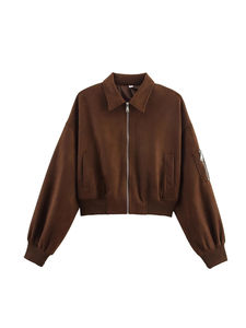 MYST&ZA Women's <b>Clothing</b> 2026 Autumn New Style European and <b>American</b> Style Elegant Suede Texture Flight Jacket Coat - Product Image 2