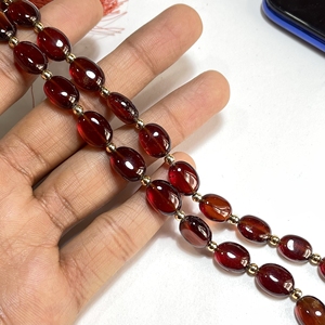 Cuentas de forma ovalada suave granate de hessonita de calidad AAA, cuentas lisas de piedras preciosas naturales, suministros de cuentas al por mayor - Product Image 2