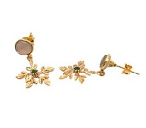 Boucles d'oreilles en argent Sterling 925 avec pierre de calcédoine grise, nouvelle collection - Product Image 1