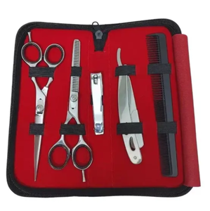 Juego de tijeras de peluquero de Color negro, 3 uds., cizalla de corte de maquinilla de afeitar de peluquero con peine, Kit de tijera de acero inoxidable con estuche con cremallera - Product Image 2