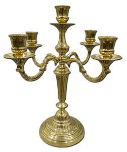 Candélabre en aluminium artisanal, décoration de table, 5 bras, candélabre doré pour la décoration de Noël et de mariage - Product Image 6
