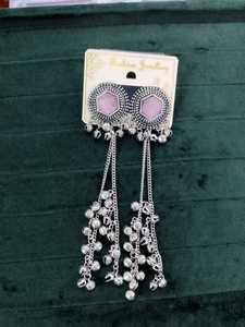 Tip Top Fashions Chapado en plata Kashmiri Jhumka Pendientes colgantes Accesorio de moda elegante - Product Image 2