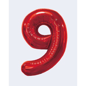 Globo de Fiesta con Forma de Número 9 Rojo de 45 cm, Relleno de Helio, Decoración para Fiestas - Product Image 1