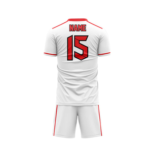 Conception personnalisée OEM Ensemble d'uniformes de football imprimés par sublimation 100% tissu respirant en polyester à séchage rapide avec sac de chaussettes haut-bas - Product Image 4