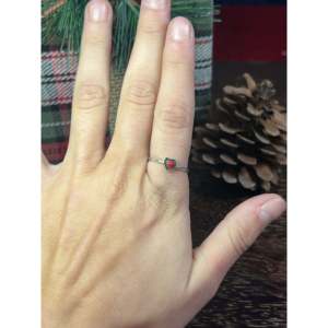 Handmade Navajo Sterling <b>Silver</b> <b>Statement</b> <b>Ring</b> Geometric Gemstone and Coral Mediation Jewelry for Everyday Wear - Product Image 2