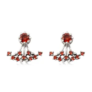 Factory direct sale 925 sterling silver women earrings natural garnet gemstone stud jewelry