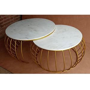 Meubles style salon rond moderne pieds en métal argenté Table d'appoint en métal moderne - Product Image 1