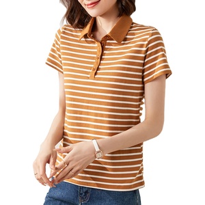 Nouvelle Collection Été – T-shirts Décontractés en Maille à Manches Courtes pour Femmes, Col Revers Slim, en Polyester et Coton - Product Image 2