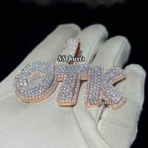 Sur mesure Hip Hop lettre Moissanite diamant nid d'abeille réglage 925 pendentif en argent rappeur hommes Hip Hop fête bijoux - Product Image 4