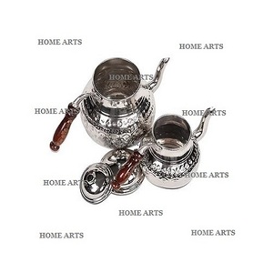 Bouilloire en aluminium couleur argent avec poignée en bois, lot de 2, tailles différentes, forme ronde, bouilloire à eau pour vente chaude - Product Image 2