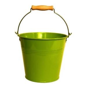 Seau galvanisé à la mode pour décor de maison et de jardin Seau de jardinière en métal fait main enduit vert avec poignées en fil métallique - Product Image 2