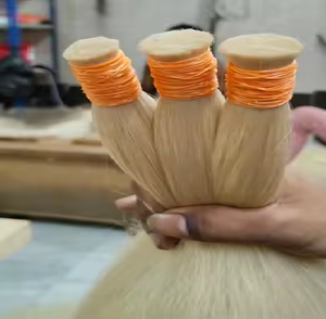 Extensions de cheveux blonds super ondulés 100g cheveux de temple indien sans perte - Product Image 6