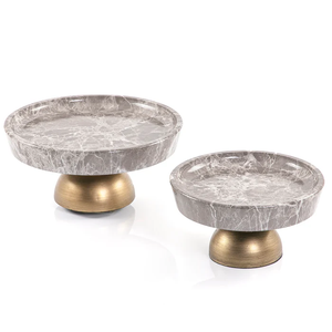 Présentoir à desserts décoratif Plateau à gâteaux en marbre noir avec base en laiton doré pour la maison, la fête de mariage et les événements Vaisselle - Product Image 4