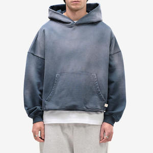 Sudadera con capucha de mezcla de algodón desteñido al sol de ajuste relajado de gran tamaño estilo callejero personalizado 500GSM American Fleece Vintage Sun Fade Hooded - Product Image 1