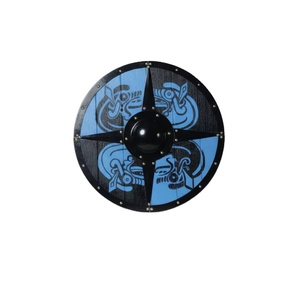 Escudo de Madera de los Vikingos en MDF de 12 mm, Tamaño de 24 Pulgadas, Pintado a Mano con Placas de Hierro y Boosh en Acabado Negro Antiguo - Product Image 1