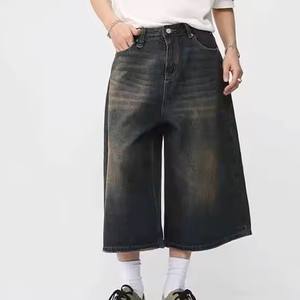 Retournement rapide hommes Denim court dernier style respirant vente chaude anti-rides durable trucs Denim court Unique couleur noire - Product Image 1