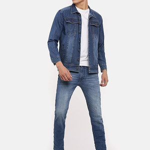 Veste en jean légère pour homme, effet usé, confortable et haute performance, veste en jean pour homme recouverte de - Product Image 3