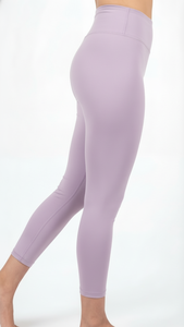 Leggings Deportivos de Cintura Alta Color Lila Polvo para Mujer, Pantalones de Yoga de Compresión Personalizados OEM, Ropa Deportiva - Product Image 3