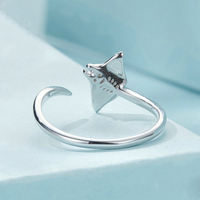 925 argent et or blanc Unique Ocean Manta Ray plaqué rhodium bague réglable Style classique pour mariage ou fête