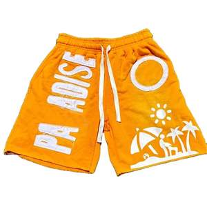 Pantalones cortos lavados con ácido de alta calidad, se desvanecen al sol, logotipo desgastado personalizado Vintage, estampado Dtg, diamantes de imitación, de gran tamaño, para hombre - Product Image 4