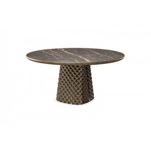 Atrium Keramik Premium <b>Round</b> <b>Dining</b> <b>Table</b> Set Contemporary Modern Design <b>Solid</b> <b>Wood</b> with Marble Top Assembled - Product Image 1