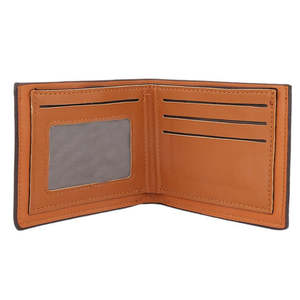 Unisex Foldable Portable Short Wallet-Brown Microfiber <b>Synthetic</b> <b>Leather</b> with Polyester Lining - Product Image 2