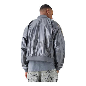 Men's 100% Satin Bomber Jacket Custom Winter Sports Print <b>Plus</b> <b>Size</b> Stand Collar Street Style <b>Coat</b> - Product Image 3