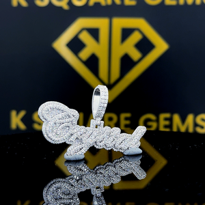 Pendentif Hip Hop lettre personnalisée, personnaliser votre lettre, petit pendentif numéro Hip Hop, pendentif Moissanite, bijoux Ice Out Hip Hop - Product Image 4