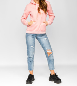 High Quality Custom 100_ Cotton <b>Fleece</b> Long Sleeve <b>Quarter</b> <b>Zip</b> Ladies With Pocket Women Winter Tops Streetwear Hoodie for Women - Product Image 2