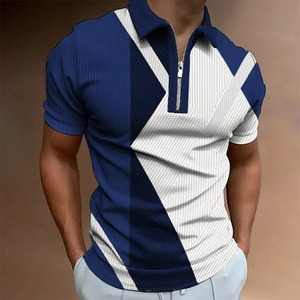Haut décontracté à manches courtes imprimé en 3D pour hommes avec fermeture éclair pour polos de tous les jours avec bouton surdimensionné Jersey tissu taille 5XL - Product Image 3