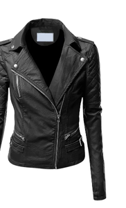 แจ็กเก็ตหนังสำหรับผู้หญิงแจ็กเก็ตหนังแท้สำหรับขี่มอเตอร์ไซค์ - Product Image 2