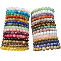 Bracelet unisexe classique en pierres naturelles élastiques et en jade en forme de boule de 4 mm/6 mm/8 mm/10 mm pour femmes et hommes