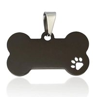 Forma de hueso de acero inoxidable personalizada con etiqueta de identificación de perro en blanco de pata para grabar información de mascotas