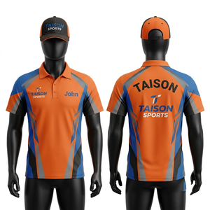 Uniforme de Tenis Premium de Poliéster y Spandex de 180 GSM, Diseño de Paneles en Naranja, Azul y Gris, Impresión por Sublimación, Bordado Personalizado, Transferencia Térmica - Product Image 1