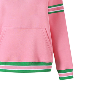 Sudadera de hermandad rosa y verde Sudadera con capucha transpirable Dobladillo acanalado Bolsillo de canguro Logotipo frontal Característica anticontracción Invierno - Product Image 5