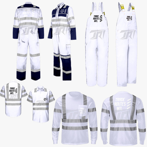 Vêtements de sécurité réfléchissants en polyester haute visibilité personnalisés Chemise boutonnée pour travailleur industriel Salopette à bretelles Col ras du cou OEM en vrac - Product Image 1