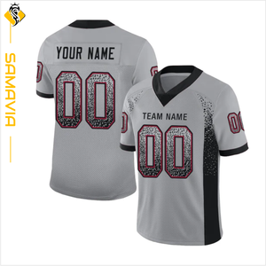 Maillot de football américain personnalisé prêt-à-être expédié uniforme d'équipe en tissu de polyester à manches courtes imprimé pour la saison estivale - Product Image 1
