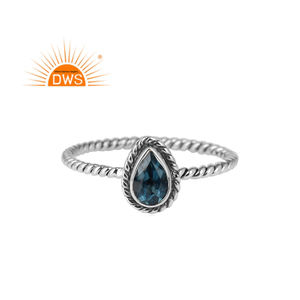 เครื่องประดับแหวนซ้อนพลอยสีเงินธรรมชาติสีฟ้าของลอนดอนดีไซน์ใหม่สำหรับผู้หญิงของขวัญสำหรับผู้หญิงสำหรับเธอ - Product Image 1