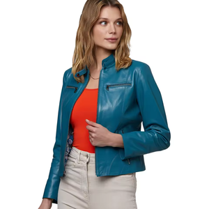 Vestes en cuir surdimensionnées pour femmes, sur mesure, de haute qualité, avec fermeture éclair - Product Image 2