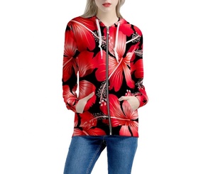 Nuevo diseño personalizado al por mayor OEM impreso de punto mujeres sudaderas con capucha ropa de gimnasio cremallera completa mujeres sublimación sudaderas con capucha - Product Image 1