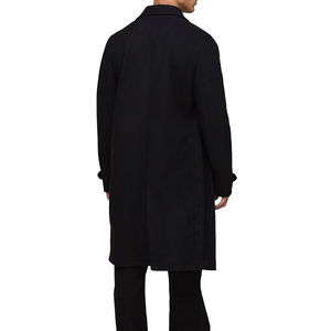 Manteau long à double boutonnage noir pour homme Classique Hiver Respirant Manteau en laine mélangée écologique - Product Image 3