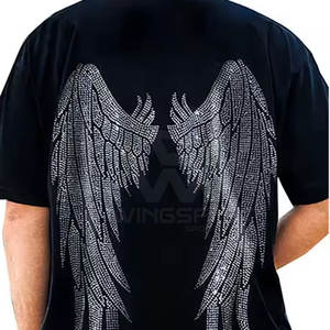 Ropa de verano para hombre, camisetas con diamantes de imitación, 100% algodón, ajuste holgado, estampado, mejor calidad, nuevo estilo, camiseta con diamantes de imitación para hombre - Product Image 4