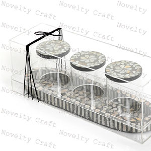 Boîte en acrylique incrustée de perles Couvercle artisanal en bois pour le stockage des aliments ménagers-Dates de chocolat pour le Ramadan Eid Cadeaux disponibles EAU Koweït - Product Image 3