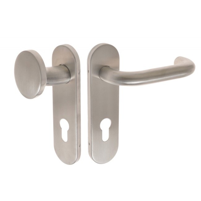 Door Handle with Knob 72 PZ , spindle: 9mm, Stainless Steel, Left